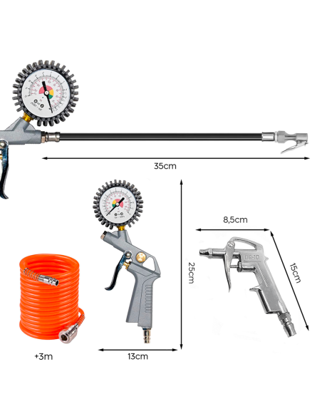 Kit Accessori per Compressore Gonfiagomme con Manometro per Auto con Adattatori