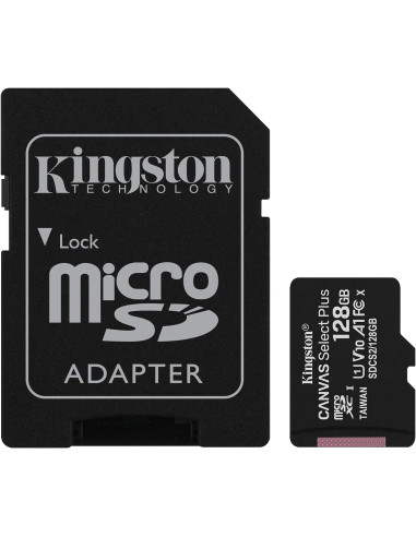 Kingston Canvas Select Plus SDCS2/128GB Scheda MicroSD Classe 10 e Adattatore SD