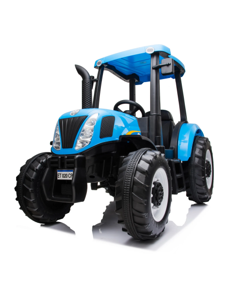 Trattore Elettrico per Bambini LT935 New Holland BIG BLU 12V Luci a LED e Suoni