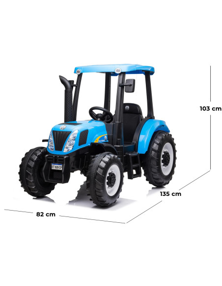 Trattore Elettrico per Bambini LT935 New Holland BIG BLU 12V Luci a LED e Suoni