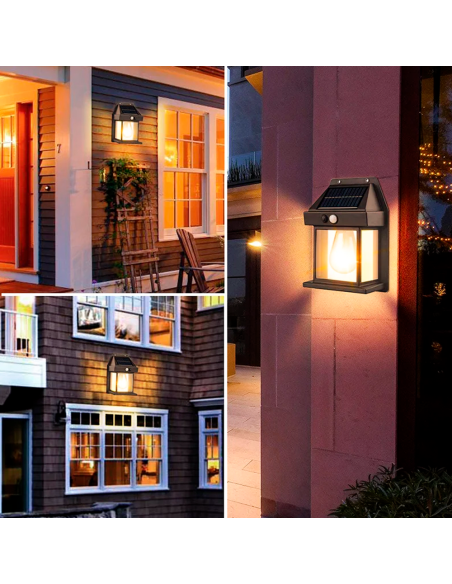 Lampada Ricarica Solare a Parete Esterno BK-888 Luce Calda Sensore di Movimento