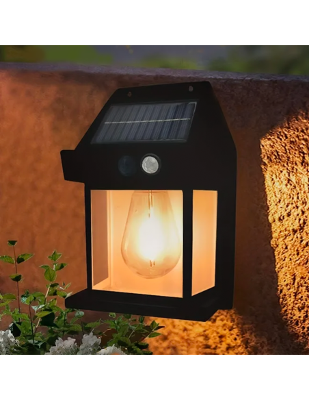 Lampada Ricarica Solare a Parete Esterno BK-888 Luce Calda Sensore di Movimento
