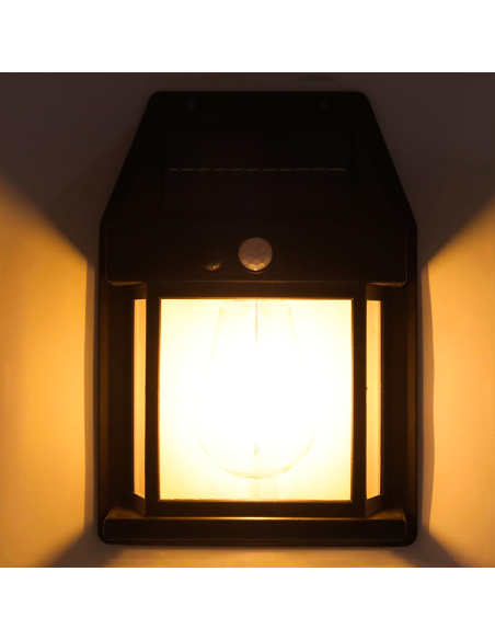 Lampada Ricarica Solare a Parete Esterno BK-888D Luce Calda Sensore di Movimento