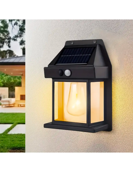 Lampada Ricarica Solare a Parete Esterno BK-888D Luce Calda Sensore di Movimento