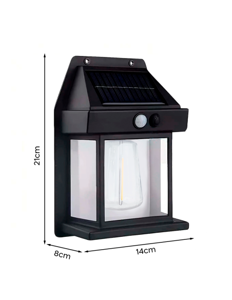 Lampada Ricarica Solare a Parete Esterno BK-888D Luce Calda Sensore di Movimento