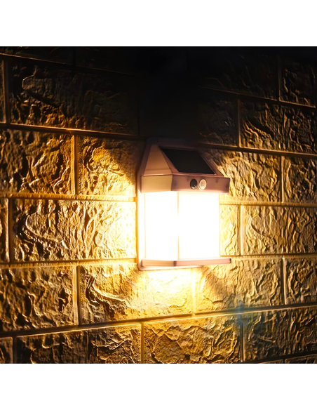 Lampada Ricarica Solare a Parete Esterno BK-888D Luce Calda Sensore di Movimento