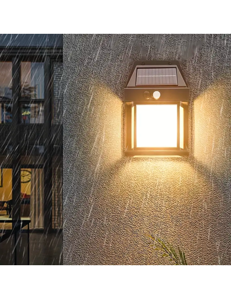 Lampada Ricarica Solare a Parete Esterno BK-888D Luce Calda Sensore di Movimento