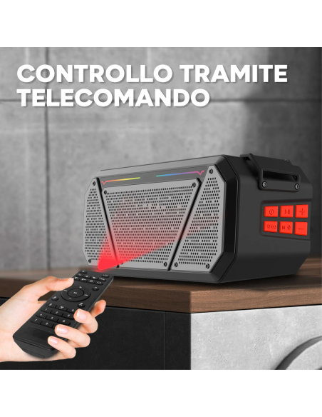 Altoparlante Stereo Bluetooth Portatile Wireless Luce RGB con Microfono Radio FM
