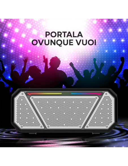 Altoparlante Stereo Bluetooth Portatile Wireless Luce RGB con Microfono Radio FM