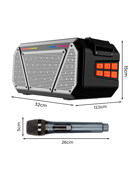 Altoparlante Stereo Bluetooth Portatile Wireless Luce RGB con Microfono Radio FM