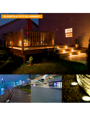 Faretto Segnapasso Tondo da Incasso a LED IP65...