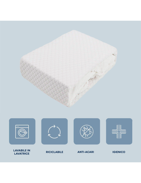 Coprimaterasso Letto Matrimoniale Cotone Jacquard 185x200 Traspirante Assorbente