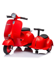 Moto Elettrica per Bambini LT958 Vespa Sidecar Laterale Small 6V Luci LED Suoni