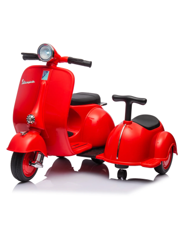 Image of Moto elettrica per Bambini LT958 Vespa Sidecar Laterale Small 6V Luci LED Suoni Rosso