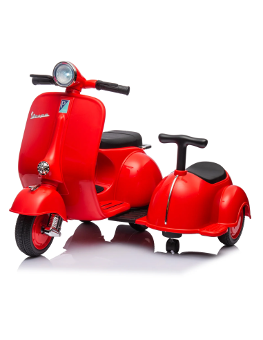 Moto Elettrica per Bambini LT958 Vespa Sidecar Laterale Small 6V Luci LED Suoni