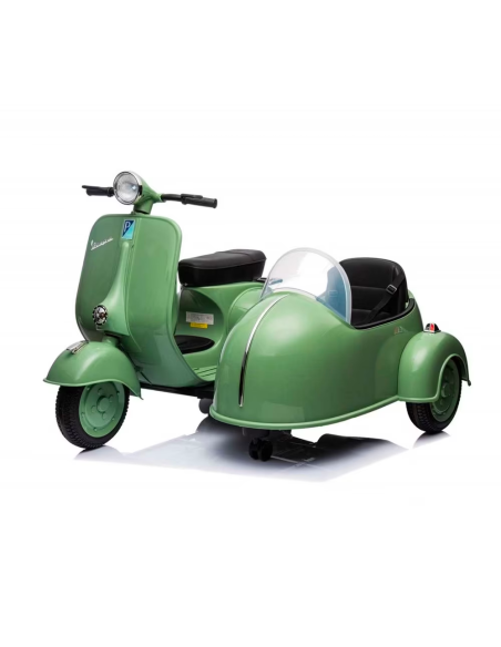 Moto elettrica per Bambini LT957 Vespa Sidecar Laterale BIG 12V Luci LED Suoni
