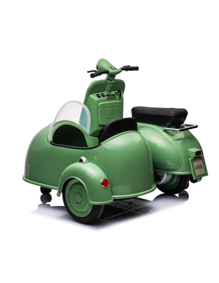 Moto elettrica per Bambini LT957 Vespa Sidecar Laterale BIG 12V Luci LED Suoni