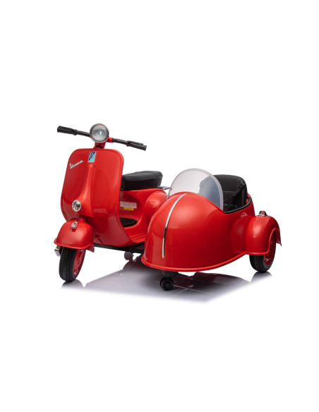 Moto elettrica per Bambini LT957 Vespa Sidecar Laterale BIG 12V Luci LED Suoni