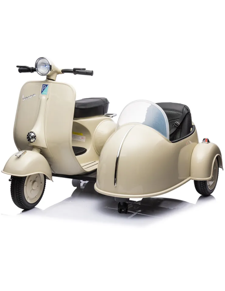 Moto elettrica per Bambini LT957 Vespa Sidecar Laterale BIG 12V Luci LED Suoni