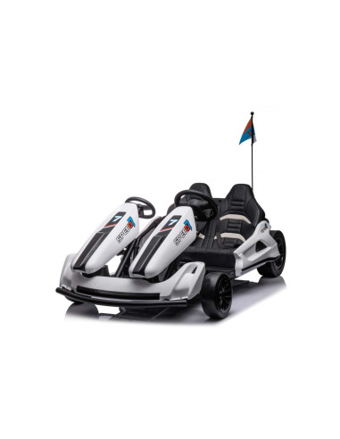 Go-Kart Elettrico per Bambini a Batterie LT951 24V Luci Suoni Tasto per Driftare Bianco