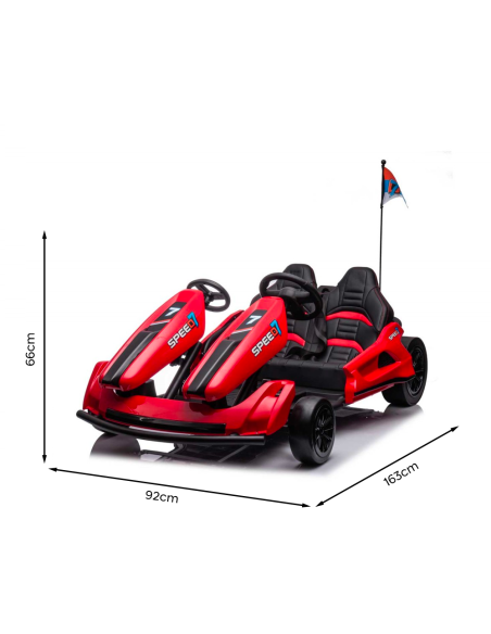 Go-Kart Elettrico per Bambini a Batterie LT951 24V Luci Suoni Tasto per Driftare