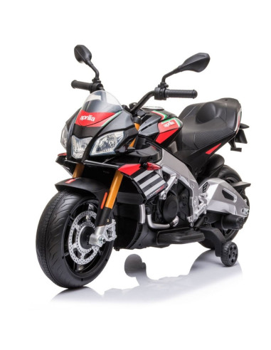 Moto Elettrica per Bambini LT922 Aprilia Tuono 12V Ruote di Supporto Luci Suoni