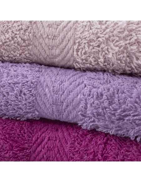 Set Asciugamani da Bagno 3 Viso + Ospite Tinta Unita Vari Colori 100% Cotone