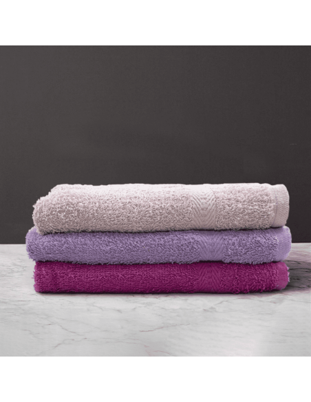 Set Asciugamani da Bagno 3 Viso + Ospite Tinta Unita Vari Colori 100% Cotone
