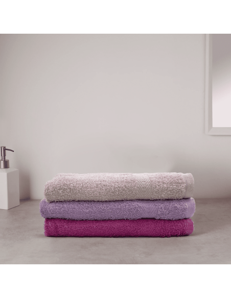 Set Asciugamani da Bagno 3 Viso + Ospite Tinta Unita Vari Colori 100% Cotone