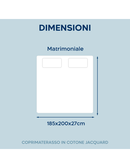 Coprimaterasso Letto Matrimoniale Cotone Jacquard 185x200 Traspirante Assorbente