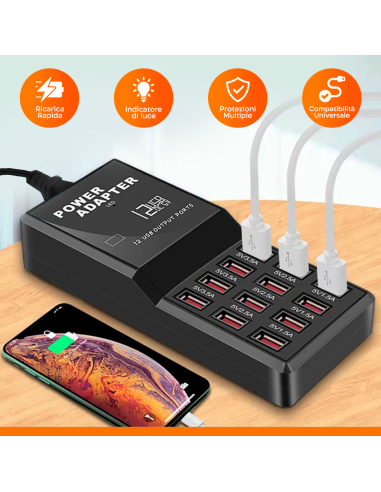 Stazione di Ricarica Simultanea 5V 12A Ingresso...