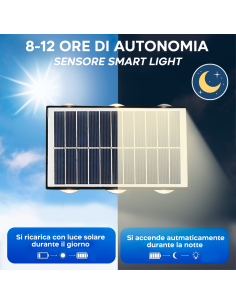 Lampada Solare 6 LED Applique da Parete Luce Calda con... 2