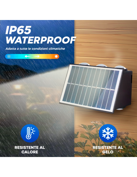 Lampada Solare 6 LED Applique da Parete Luce Calda con Doppia Emissione di Luce