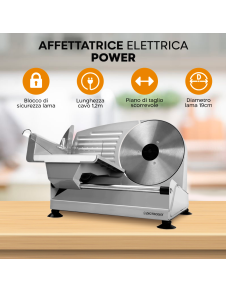 Affettatrice Elettrica Dictrolux da Banco 200W con Lama Acciaio in Inox 19cm