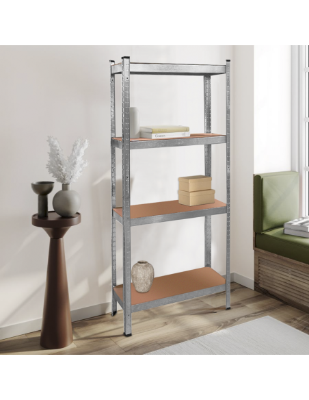 Scaffale in Metallo 4 Ripiani Portata 280Kg H173x75x30cm con Ripiani Regolabili