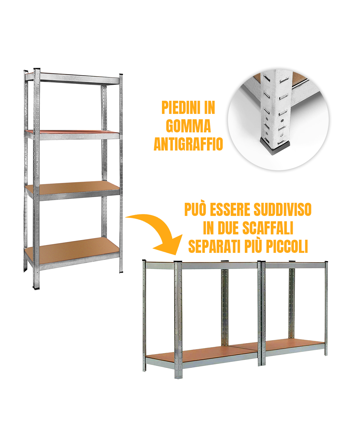 Scaffale In Metallo 6 Ripiani Regolabili - Portata Elevata, Montaggio Facile, 183x60x45 Cm (HxLxP)