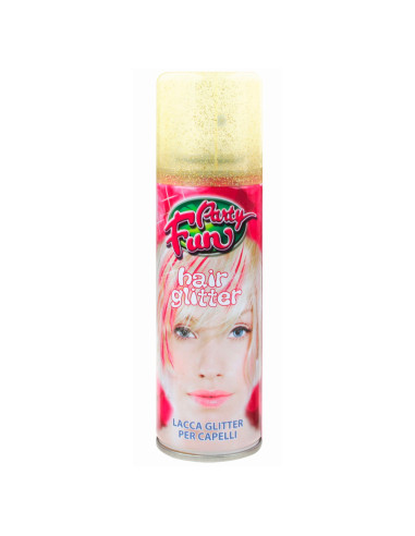 Image of Spray Lacca Glitter Temporaneo per Capelli 125ml Brillantini Colorati per Feste Oro052
