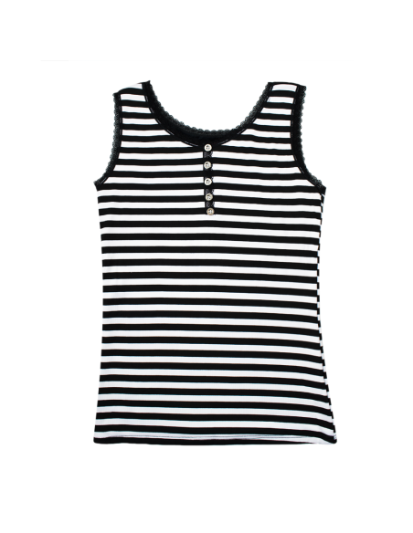 Canotta Donna Spalla Larga Termica Interno Felpato Fantasia Righe Elasticizzata