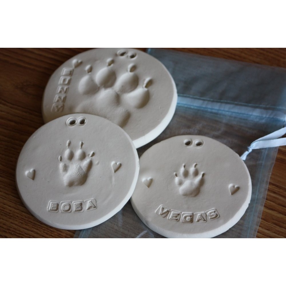Kit per calco in gesso per ricordo impronte zampa cani e gatti