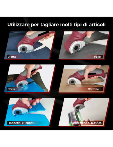 Taglierino Elettrico Cordless 4.2V per Tessuti Ricaricabile Batteria e Valigetta