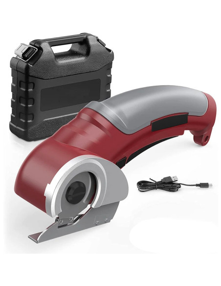 Taglierino Elettrico Cordless 4.2V per Tessuti Ricaricabile Batteria e Valigetta