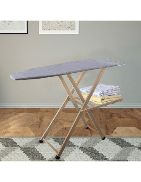 Asse da Stiro Legno LADY Pieghevole Regolabile con Supporto e Porta Caldaia