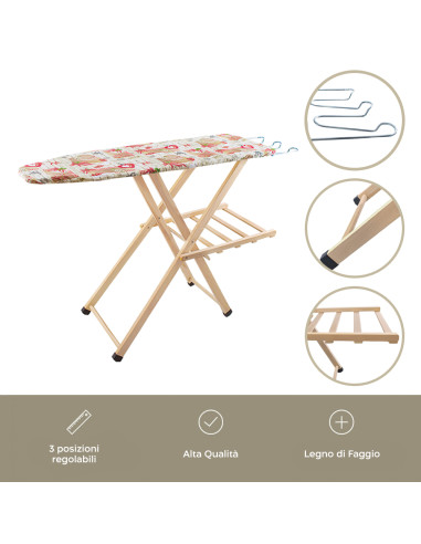 Asse da Stiro Legno LADY Pieghevole Regolabile...