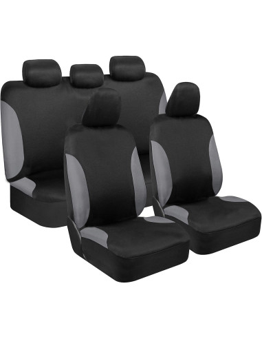 Coprisedili Auto Set 9pz Fodere Anteriori Posteriori e Poggiatesta Universali Grigio