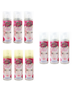 Set 3pz Spray Lacca Glitter Temporaneo per Capelli 125ml...