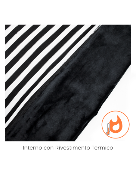 Canotta Donna Spalla Larga Termica Interno Felpato Fantasia Righe Elasticizzata