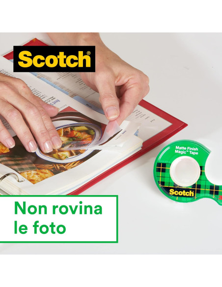 Scotch Magic Tape 3M 19mmx33mt Nastro Adesivo Trasparente Opaco e Scrivibile