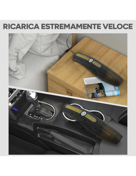 Mini Aspirapolvere Portatile per Auto Aspirabriciole Ricaricabile USB Senza Fili