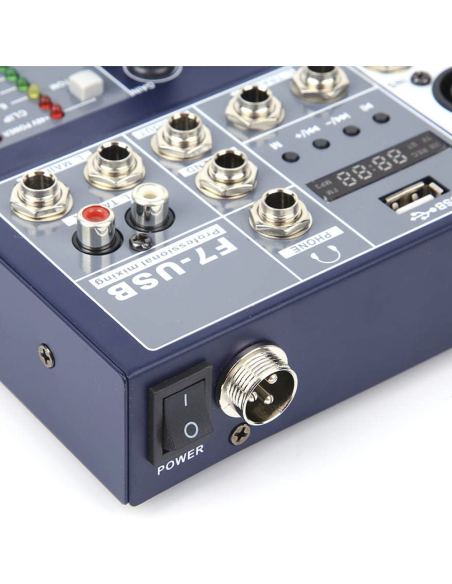 Mixer Audio 7 Canali Professionale Bluetooth Console Alimentazione Phantom 48V