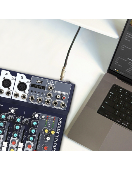 Mixer Audio 7 Canali Professionale Bluetooth Console Alimentazione Phantom 48V